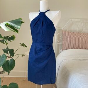 NWT Reformation Dory Linen Dress in navy blue size 0